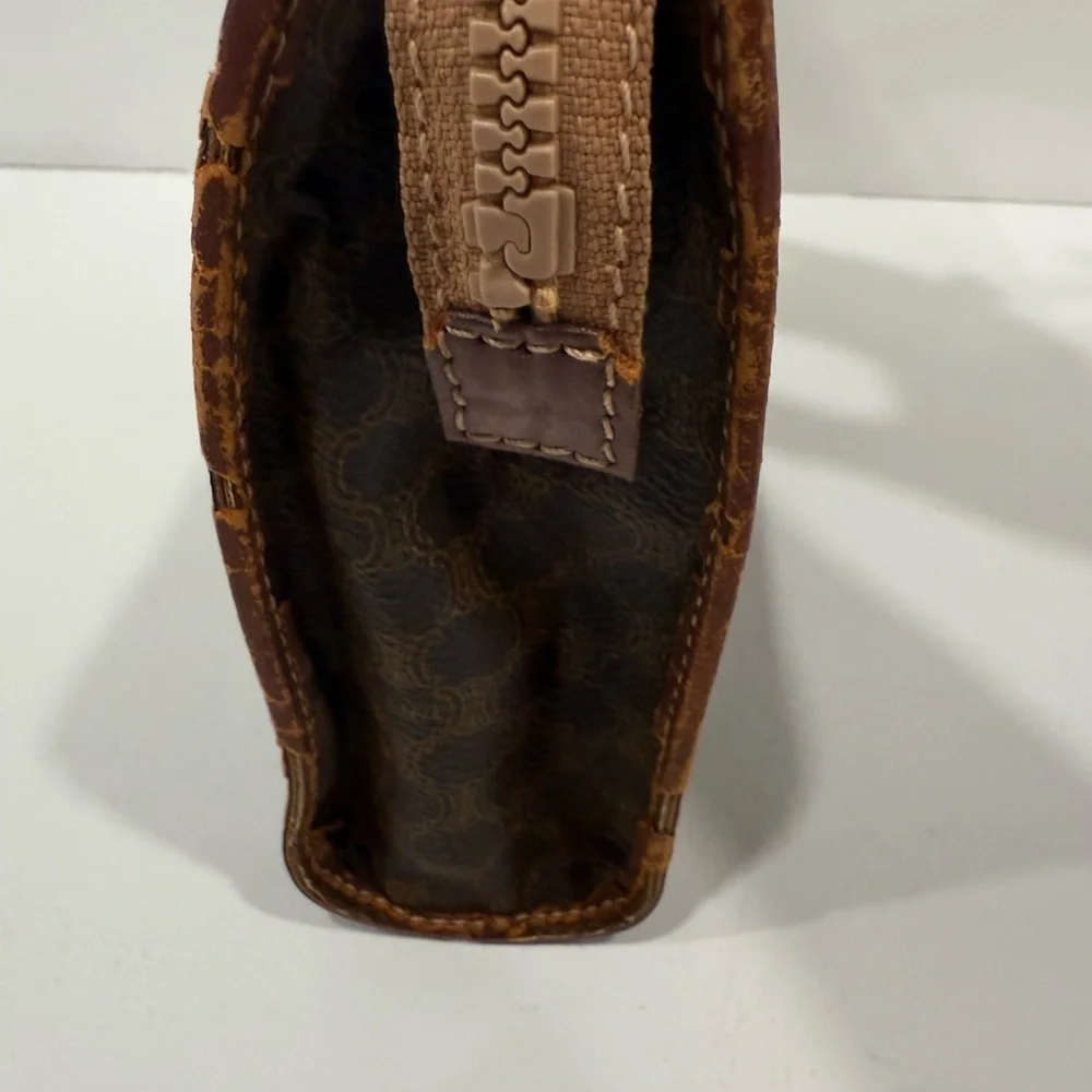 Celine Clutch Bag Purse Macadam PVC Brown Authentic - Picture 5 of 12